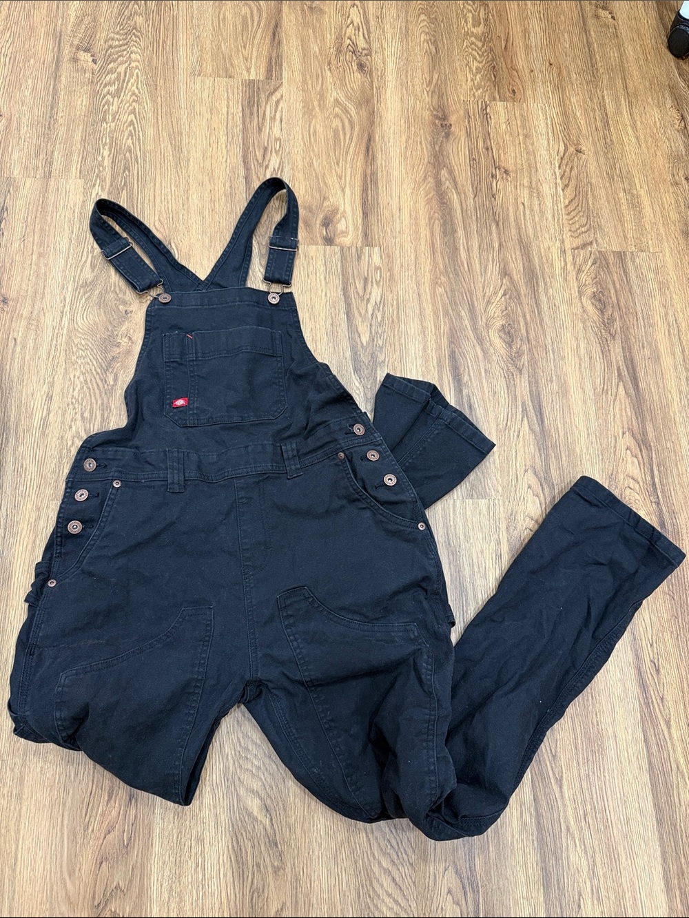 Dickies Black Women's Denim Overalls with Adjustable Straps